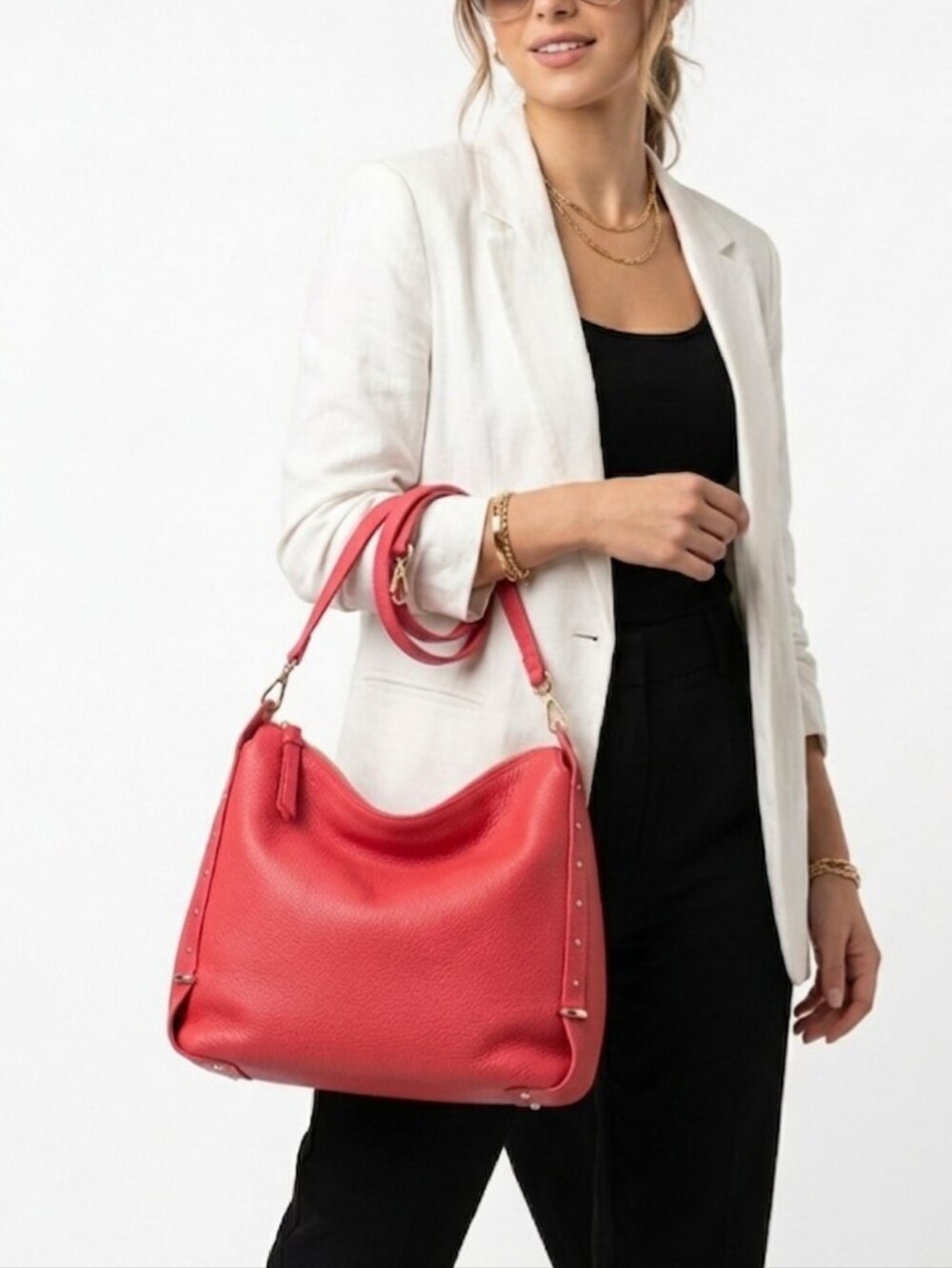 Lia Numa Italy Red Faux Leather Hobo Bag